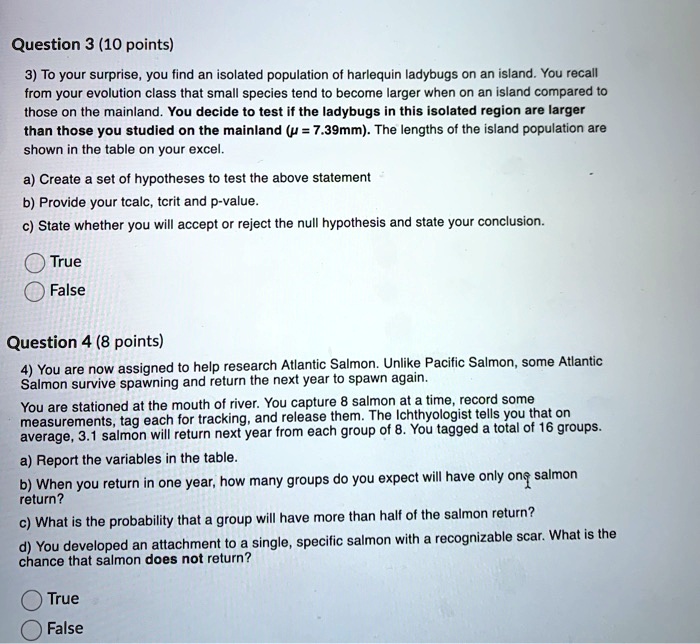 Solved Question 3 10 Points 3 To Your Surprise You Tind An Isolated Population Of Harlequin Ladybugs On An Island You Recall From Your Evolution Class That Small Species Tend To Become Larger