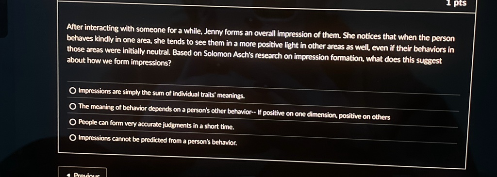 after interacting with someone for a while jenny forms an overall impression of them she notices that when the person behaves kindly in one area she tends to see them in a more positive ligh 12355
