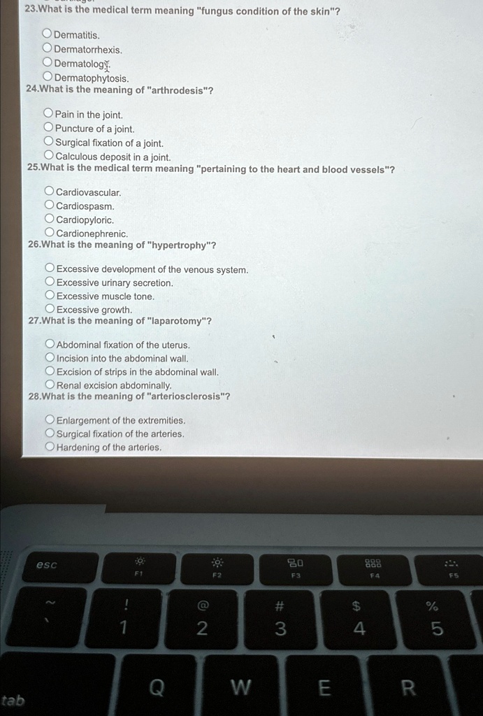 SOLVED 23. What is the medical term meaning "fungus condition of the