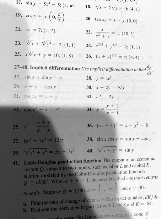 Solved 17 Sin 514 5 1 7 19 Cos Y X 02 21 X 7 1 7 C 18 Vr 2vy 0 4 1 Tan Xy X Y 0 0 22 J T 1 10 3