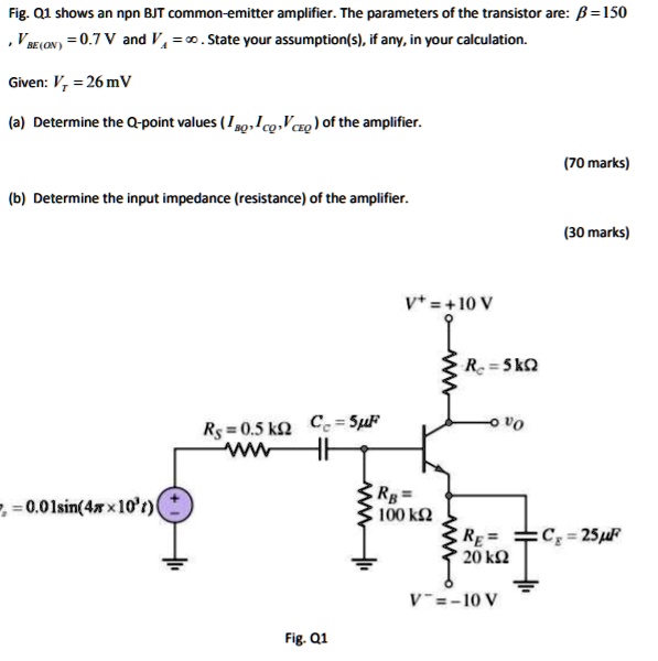 SOLVED Fig. Q1 shows an NPN BJT commonemitter amplifier. The