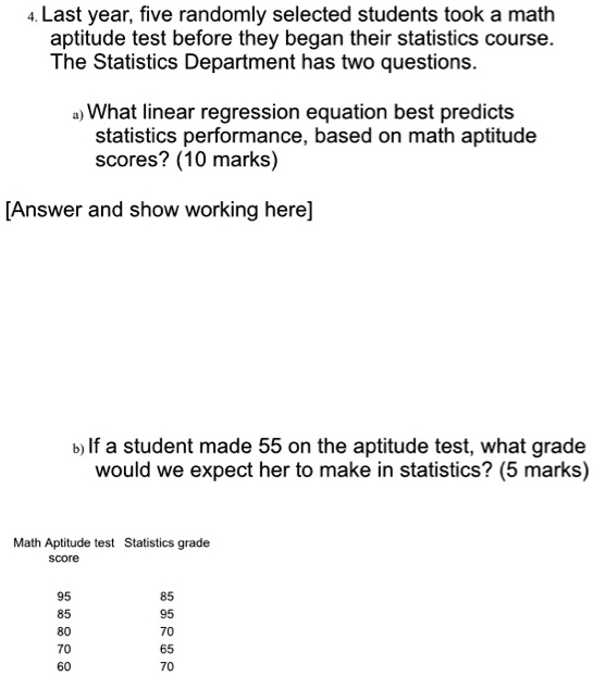 SOLVED: Last year, five randomly selected students took a math aptitude ...