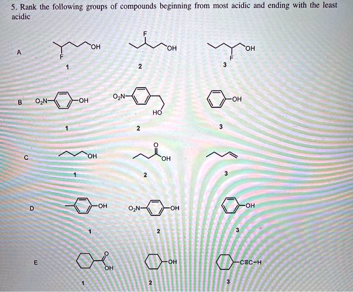 SOLVED 5 . Rank the following groups of compounds beginning from most