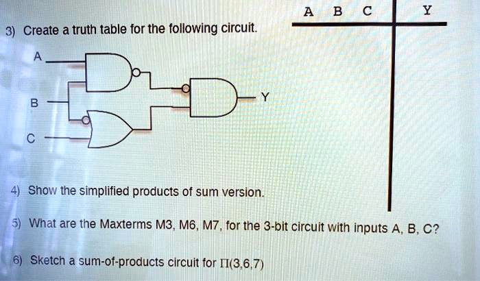 SOLVED:A 3 8 Create a truth table for the following circuit: Show the ...