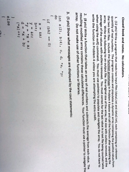 question 1 and 2 c else x dxb yxa yc b xa b20 if do inta2b4c kx p 5 pts show what messages are displayed by the cout statements array do not make use of other functions or libraries write th 64294