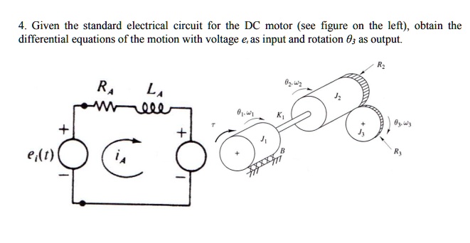 4. Given the standard electrical circuit for the DC motor (see figure ...
