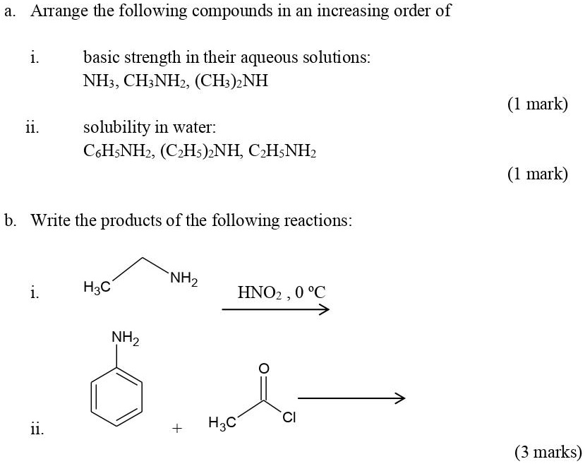 SOLVED Arrange the following compounds in increasing order of basic