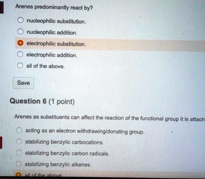 SOLVED Arenes predominantly react by nucleophilic substitution