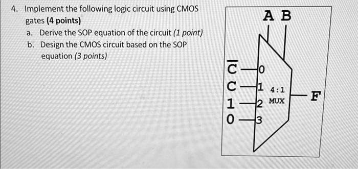 SOLVED: Implement The Following Logic Circuit Using CMOS Gates (4 ...