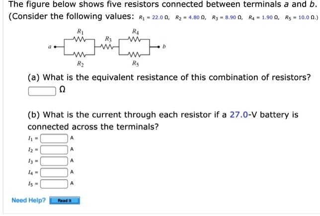 SOLVED: The Figure Below Shows Five Resistors Connected Between ...