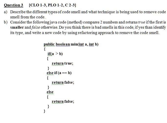 SOLVED: a) Describe the different types of code smells and what ...