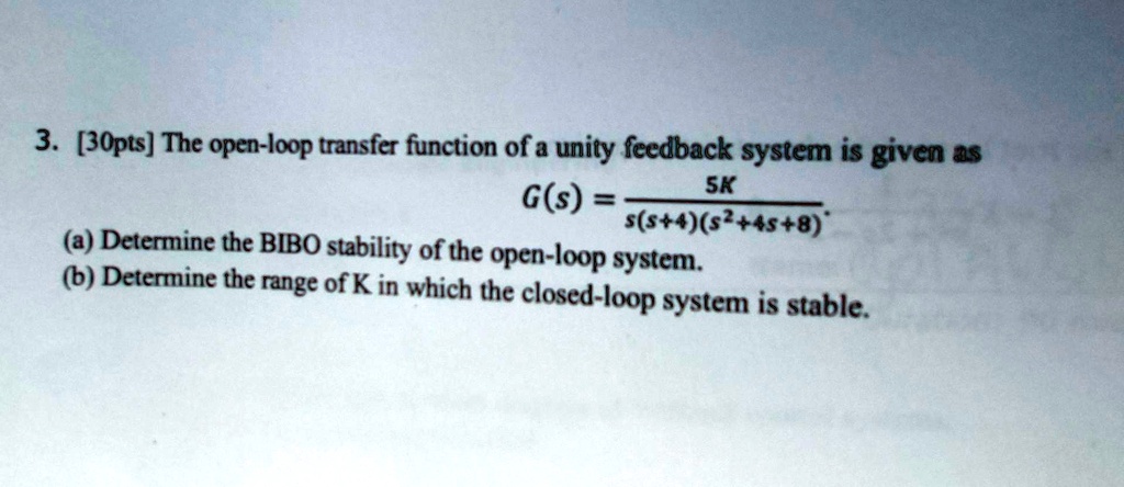 SOLVED: The open-loop transfer function of a unity feedback system is ...