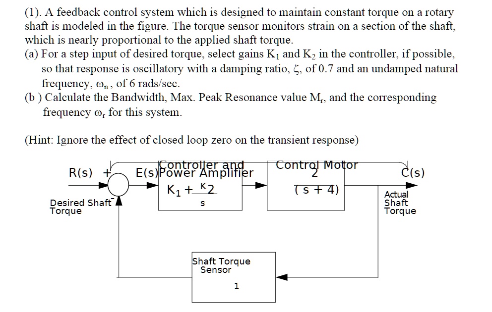 Undamped Control System Equ (1). A feedback control system which is designed to maintain constant ...