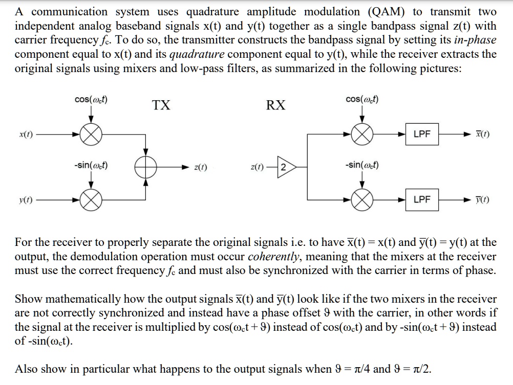 SOLVED: A communication system uses quadrature amplitude modulation ...