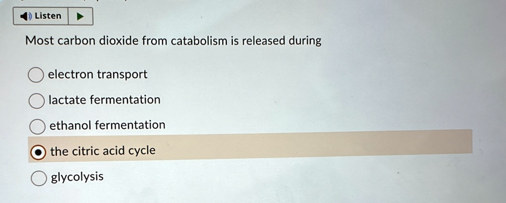 most carbon dioxide from catabolism is released during electron