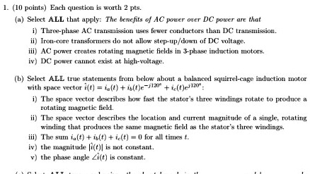 SOLVED: (a) Select ALL that apply: The benefits of AC power over DC ...