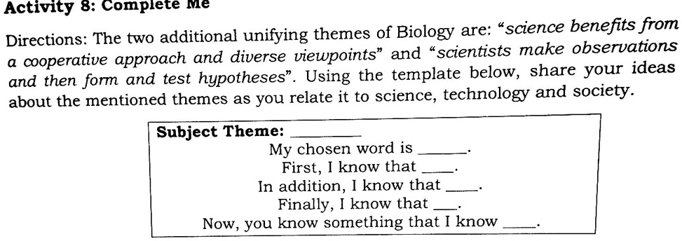 SOLVED: 'Activity 8: Complete Me Directions: The two additional ...