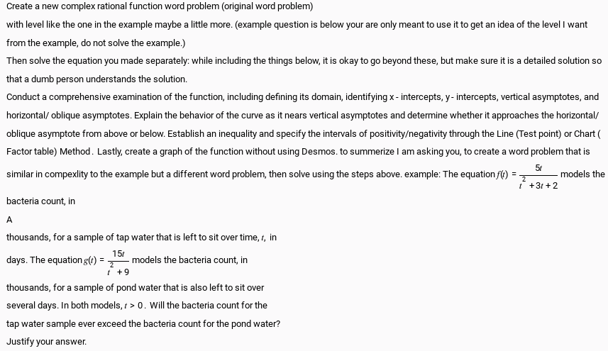 SOLVED: Create a new complex rational function word problem (original ...