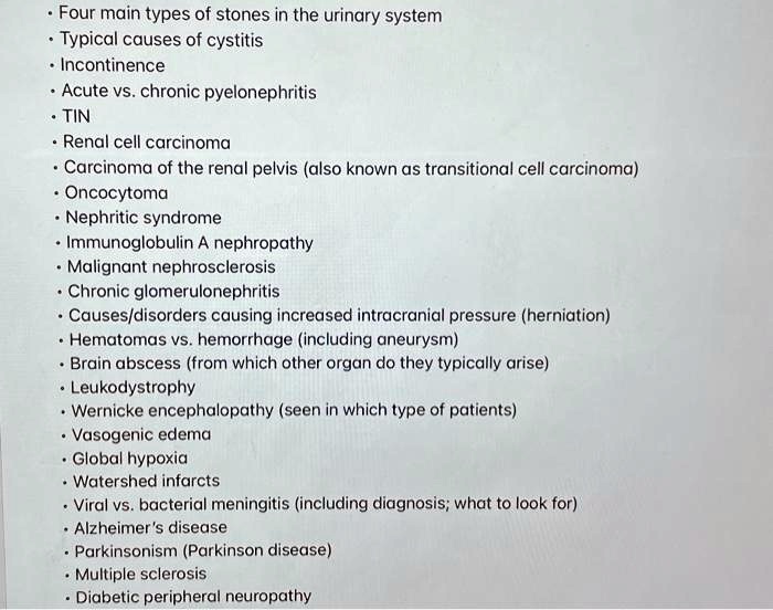 SOLVED Four main types of stones in the urinary system Typical
