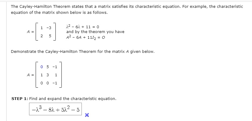 solved-the-cayley-hamilton-theorem-states-that-matrix-satisfies-its