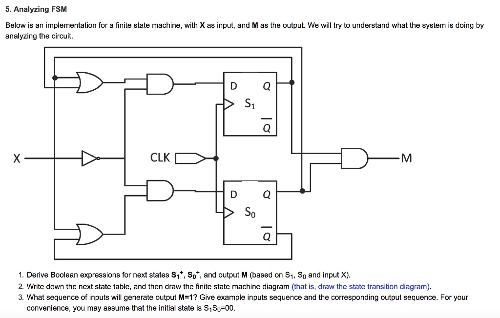 SOLVED: Below is an implementation for a finite state machine, with X ...