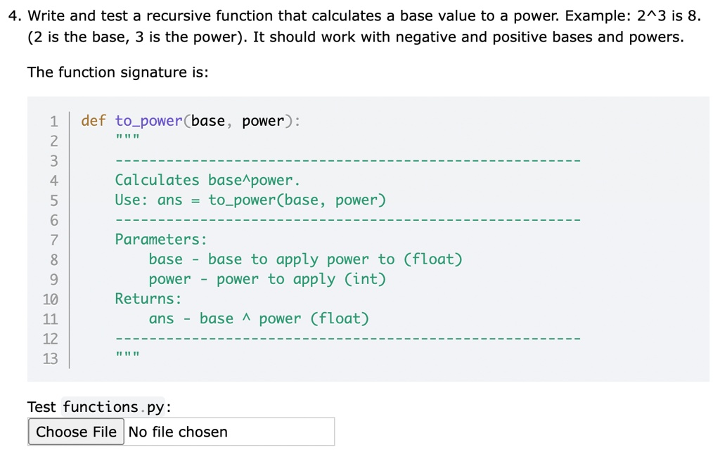 SOLVED: Write and test a recursive function that calculates a base ...