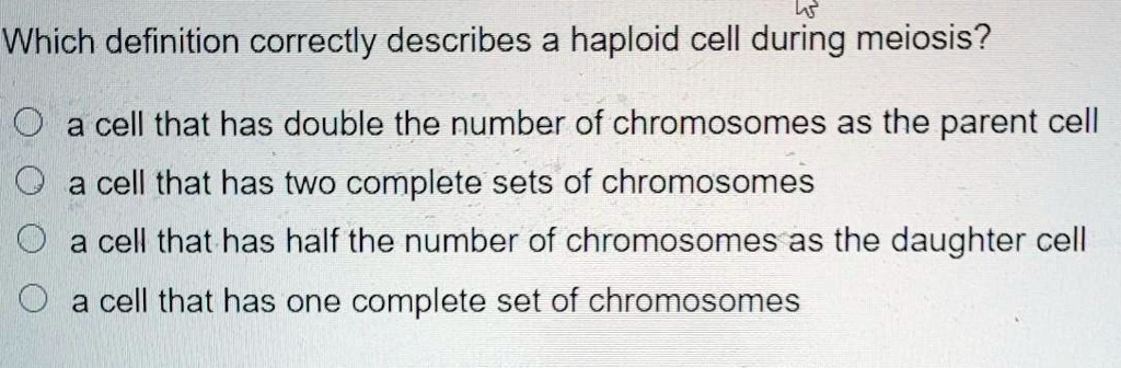 Which Definition Correctly Describes A Haploid Cell During Meiosis