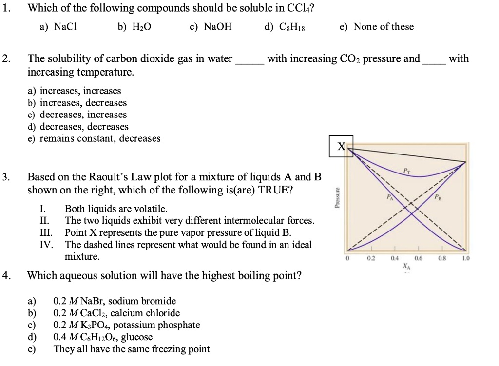 Which of the following compounds should be soluble in CCl4? a) NaCl b