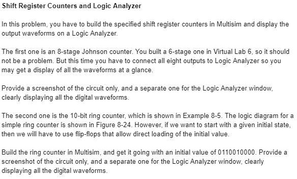 Shift Register Counters and Logic Analyzer In this problem, you have to ...