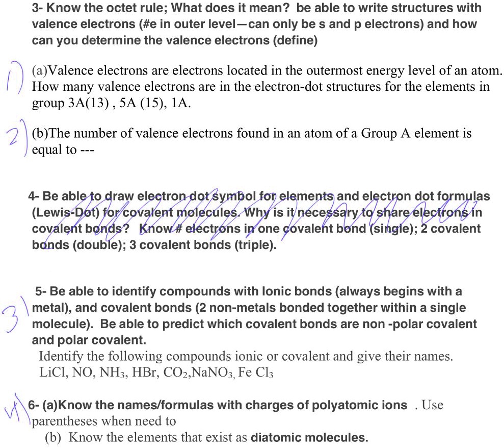 3 Know The Octet Rule What Does It Mean Be Able To Write Structures With Valence Electrons E In 
