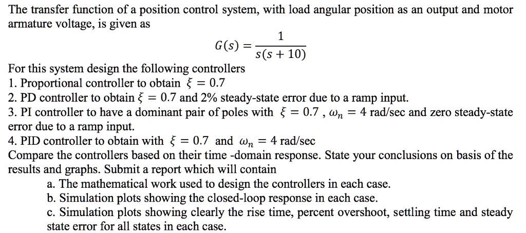 the transfer function of a position control system with load angular ...