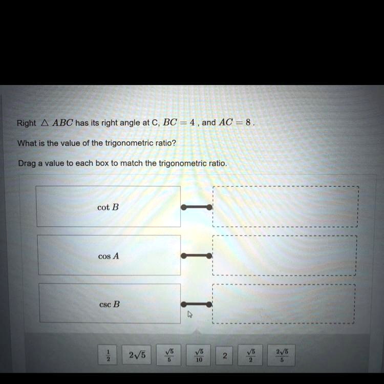 Solved 50 Points Please Help Right 4 Abc Has Its Right Angle At C Bc 4 And Ac 8 What Is 7037