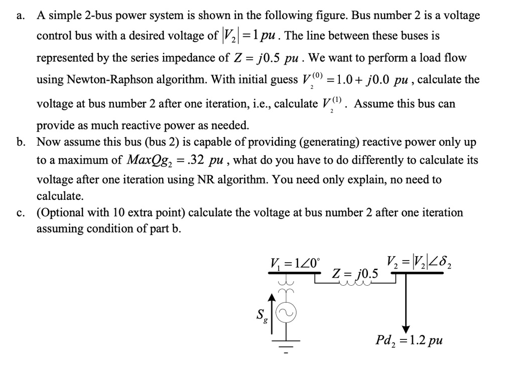 SOLVED A simple 2bus power system is shown in the following figure