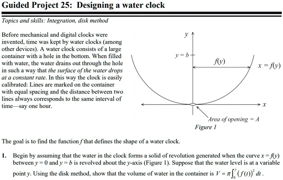 Clock Method Drip Math guided project 25 designing a water clock topics and skills integration ...