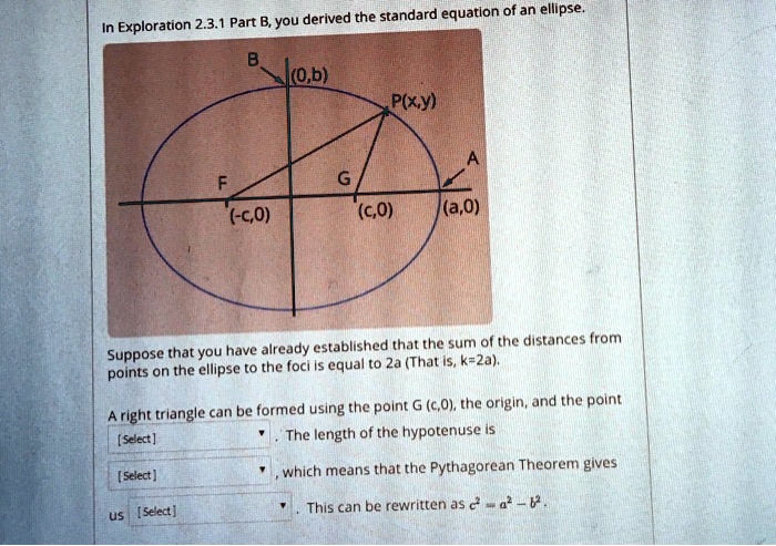 Solved Derived The Standard Equation Of An Ellipse Exploration 2 3 1 Part B You Job P Xy C 0 C 0 I A 0 Already Established That The Sum Of The Distances From Suppose That You Have 0 24