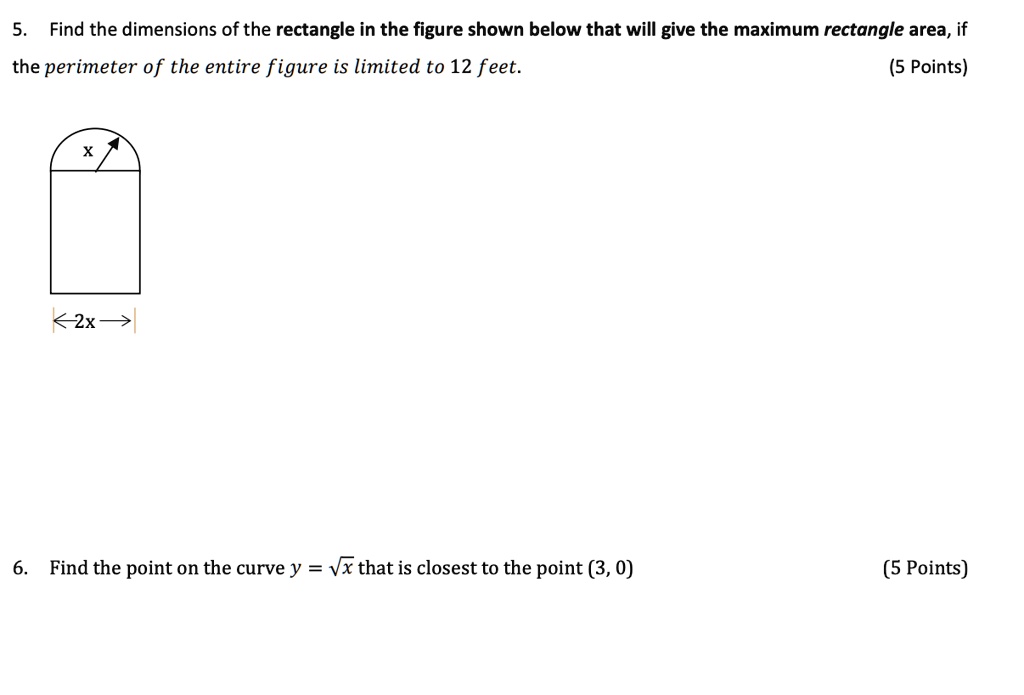 SOLVED Find the dimensions of the rectangle in the figure shown below