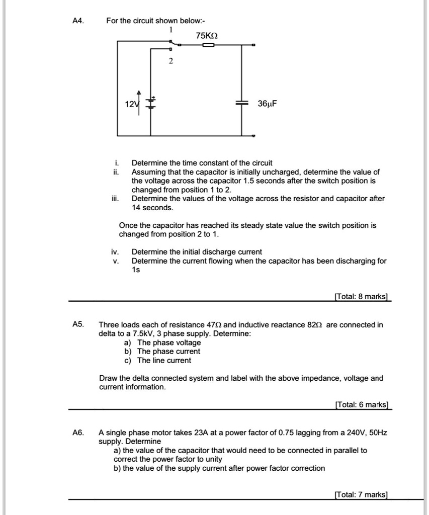 SOLVED: A4. For the circalit shown helnw:- i. Determine the time ...