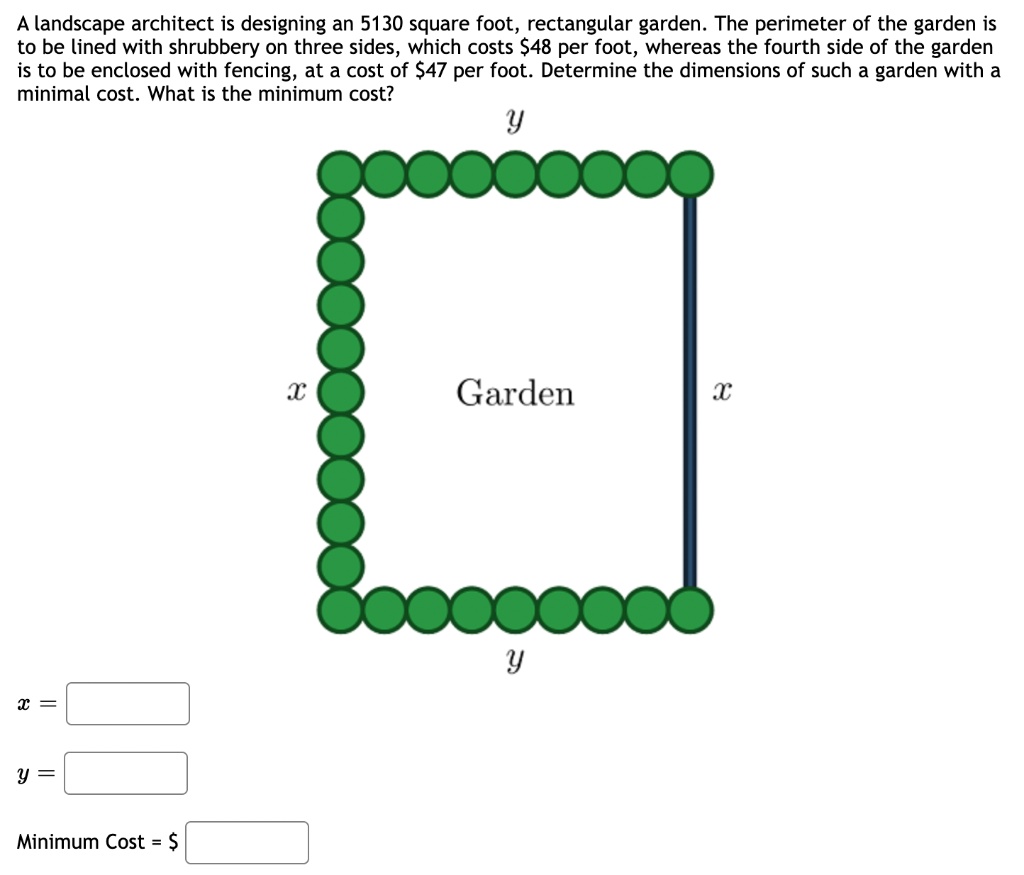 A landscape architect wishes to enclose a rectangular garden