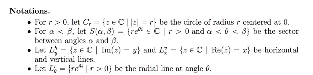 Solved Notations For R 0 Let Cr Z E A Izl R Be The Circle Of Radius Centered At 0 For 8 Let S A B Reoi E C