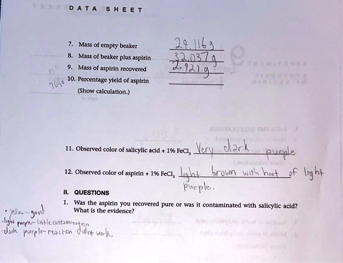 SOLVED D A T A 1 3 ] H WL Mass of empty beaker Mass of beaker plus
