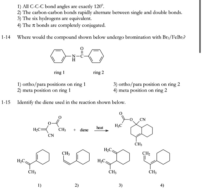 SOLVED: 1) AlI €-C-C bond angles are exactly 120