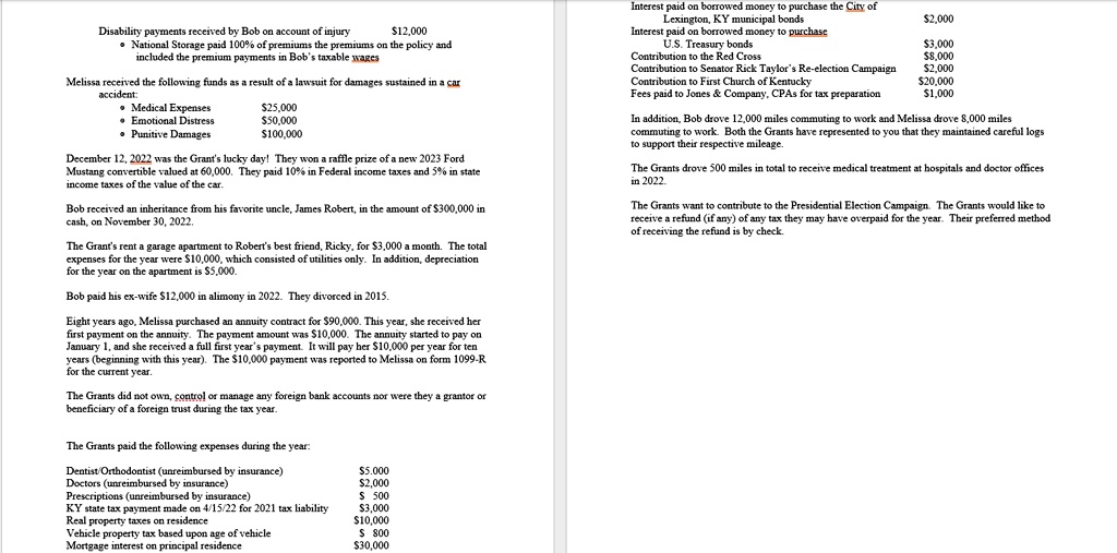 SOLVED ACCT 3221 Tax Project Spring 1, 2024 Tax Project Based