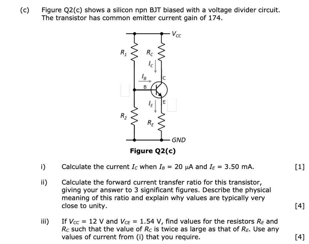 SOLVED Figure Q2(c) shows a silicon npn BJT biased with a voltage