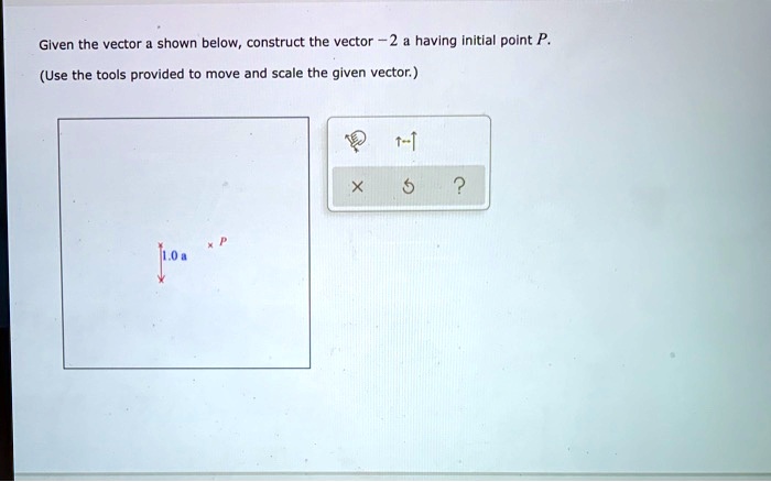 given the vector shown below construct the vector having initial point p use the tools provided to move and scale the given vector koa 16155