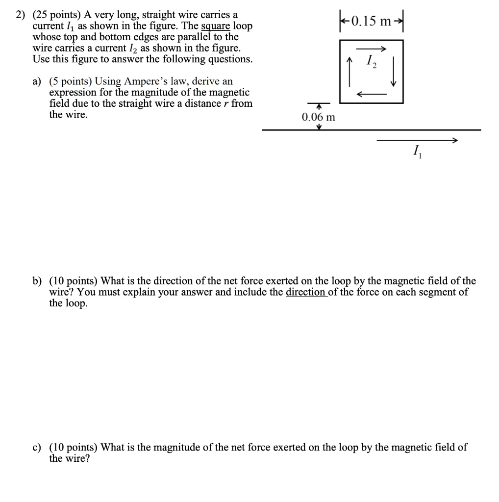 2 25 points a very long straight wire carries a current 1 as shown in ...