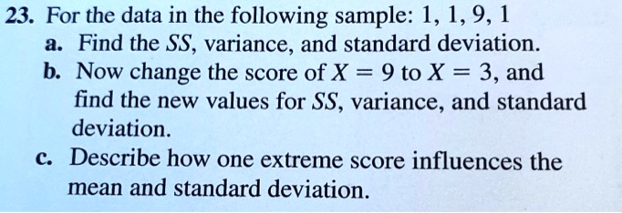 23 for the data in the following sample 1191 a find the ss variance and ...