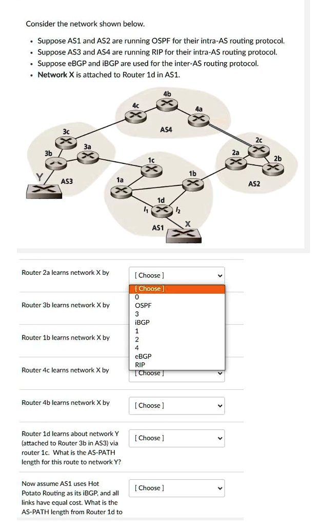 Texts: Consider the network shown below. Suppose AS1 and AS2 are ...