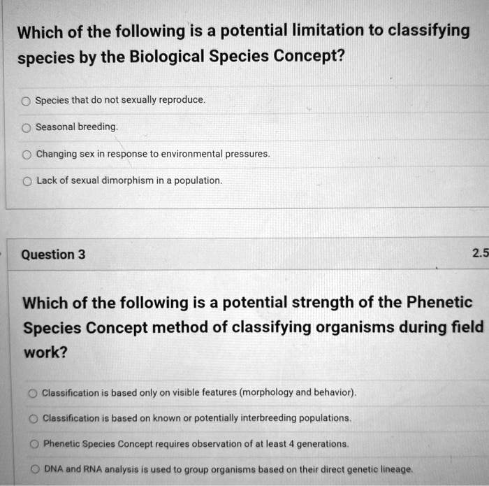 Solved Which Of The Following Is A Potential Limitation To Classifying