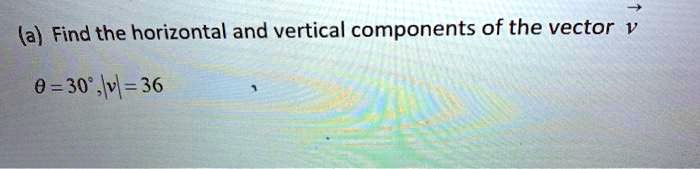 SOLVED: Find the horizontal and vertical components of the vector 0 ...