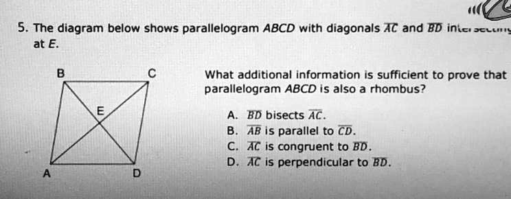 SOLVED: The diagram below shows parallelogram ABCD with diagonals AC ...